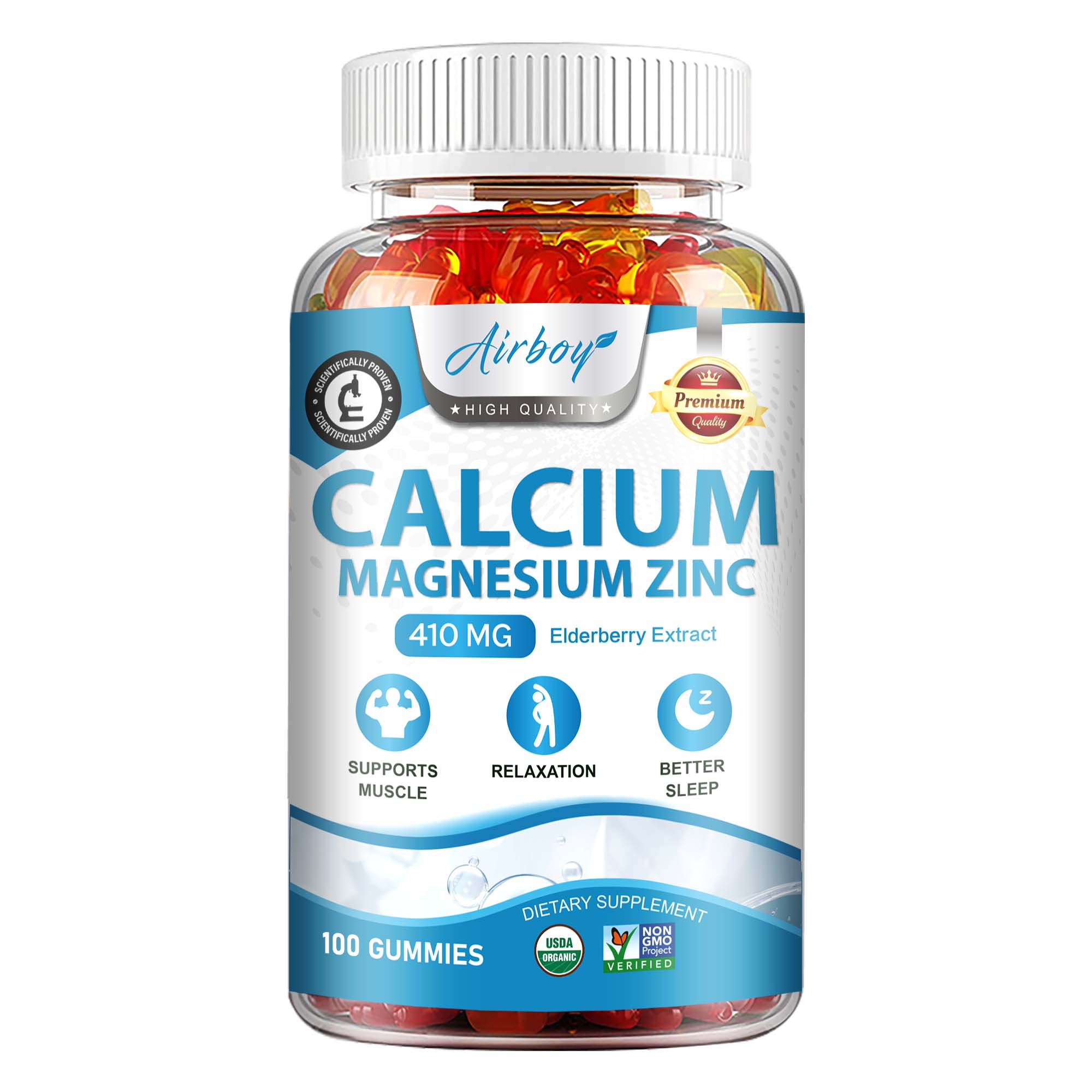 Calcium, magnesium, and zinc gummies support bone, teeth, and muscle health, soothe emotions, and boost the immune system. Suitable for adults. 100
Calcium, magnesium, and zinc gummies support bone, teeth, and muscle health, soothe emotions, and boost the immune system. Suitable for adults. 100
