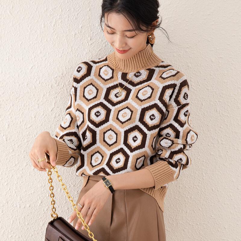 TUHUANG Women s Thickened Pure Wool Jacquard Mock Neck Sweater M (160/84A)
TUHUANG Women s Thickened Pure Wool Jacquard Mock Neck Sweater M (160/84A)