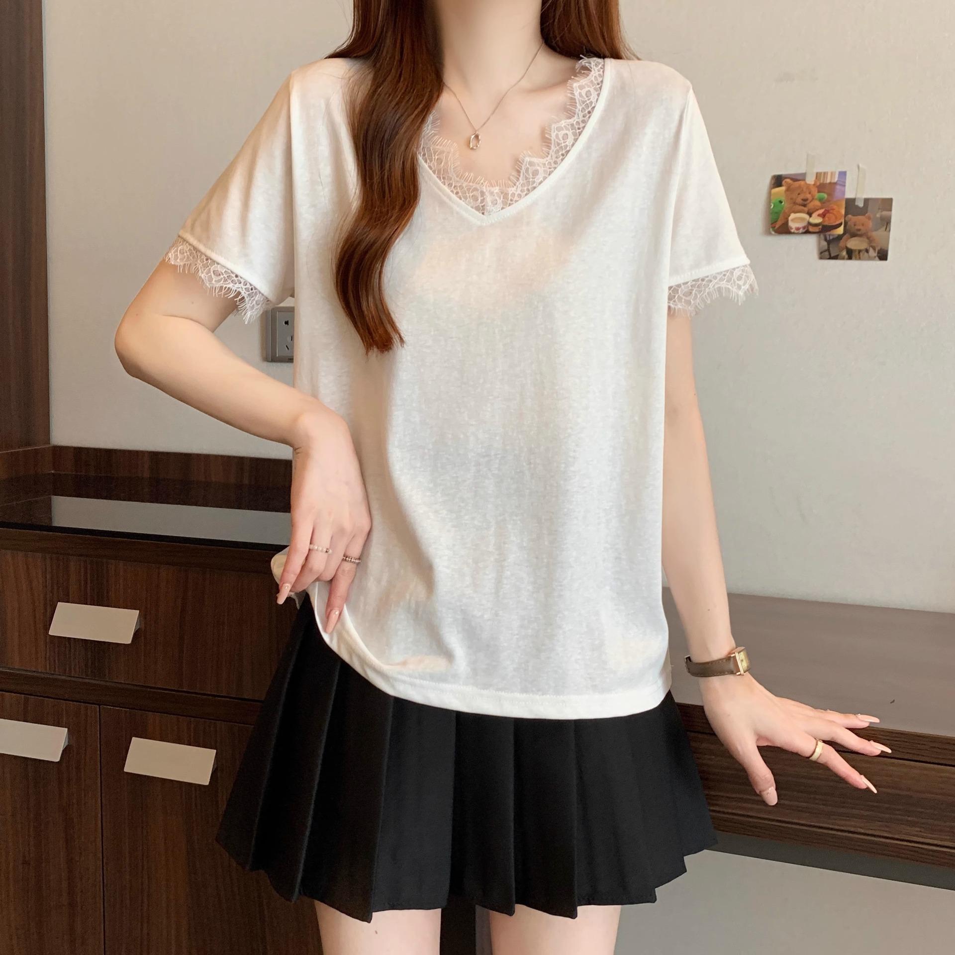 Women s White Bamboo Cotton Lace V-Neck Short-Sleeve Summer Top, Petite Loose-Fit Korean Style Small
Women s White Bamboo Cotton Lace V-Neck Short-Sleeve Summer Top, Petite Loose-Fit Korean Style Small
