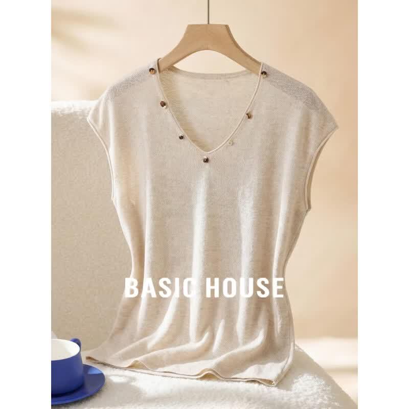 Базовый женский вязаный топ Basic House с бусинами и рукавами-крылышками, V-образным вырезом S
Базовый женский вязаный топ Basic House с бусинами и рукавами-крылышками, V-образным вырезом S
