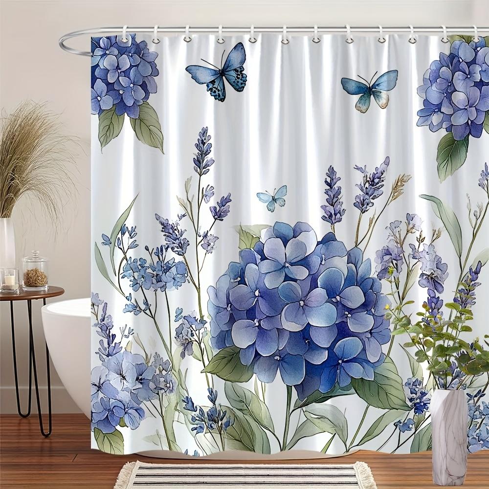 1 Exotic Hydrangea And Butterfly Shower Curtain - Teal Watercolor Illustration On White, Polyester Fabric, Machine Washable W60H190(CM)-1 Pcs
1 Exotic Hydrangea And Butterfly Shower Curtain - Teal Watercolor Illustration On White, Polyester Fabric, Machine Washable W60H190(CM)-1 Pcs