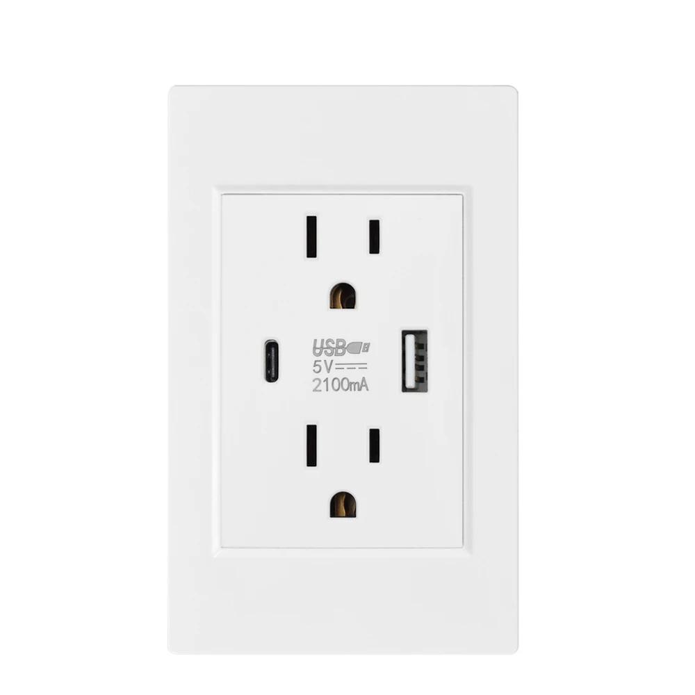 US Standard Wall Socket with USB Type-C Charging Port 5V 2.1A, 118*72mm PC Panel white
US Standard Wall Socket with USB Type-C Charging Port 5V 2.1A, 118*72mm PC Panel white