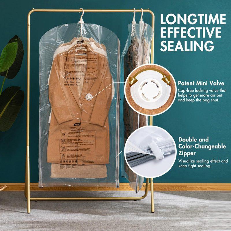TAILI 6pcs Hanging Vacuum Storage Bag Seal Storage Clothing Bags for Suits, Dress Coats or Jackets, Closet Organizer 3 Long 3 Short
TAILI 6pcs Hanging Vacuum Storage Bag Seal Storage Clothing Bags for Suits, Dress Coats or Jackets, Closet Organizer 3 Long 3 Short