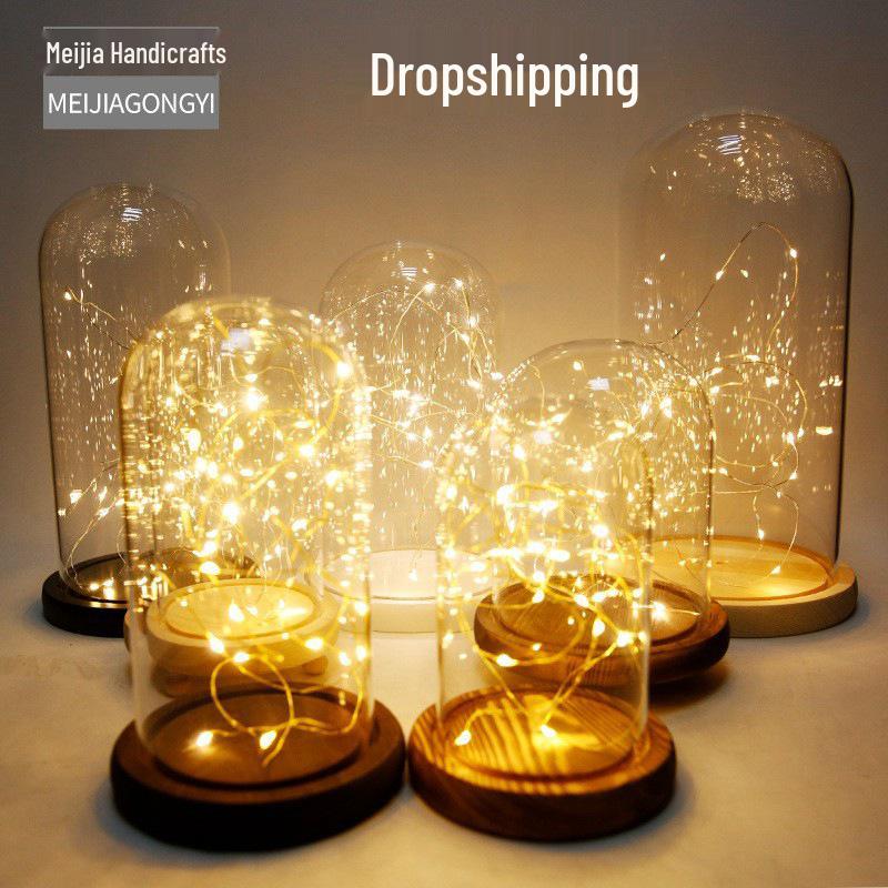 Luminous Transparent Glass Cover with Preserved Flower Decor Ornament 8*10 cm + Wooden Base 2m String Lights
Luminous Transparent Glass Cover with Preserved Flower Decor Ornament 8*10 cm + Wooden Base 2m String Lights