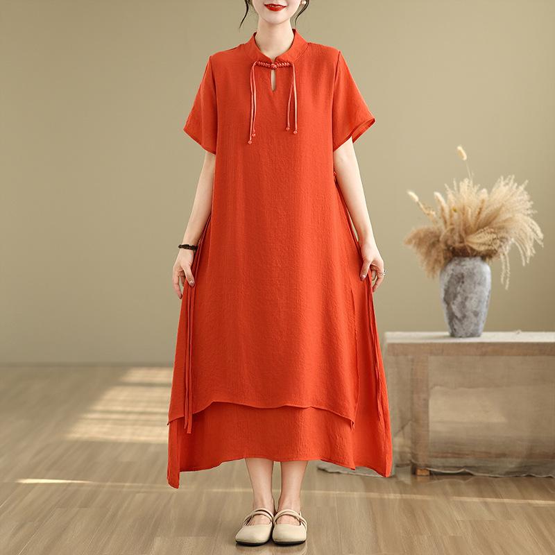 Весна/Лето 2025 Ретро Китайское платье на пуговицах-лягушках больших размеров из хлопка и льна - Свободное, Двухслойное, С коротким рукавом Medium красный
Весна/Лето 2025 Ретро Китайское платье на пуговицах-лягушках больших размеров из хлопка и льна - Свободное, Двухслойное, С коротким рукавом Medium красный