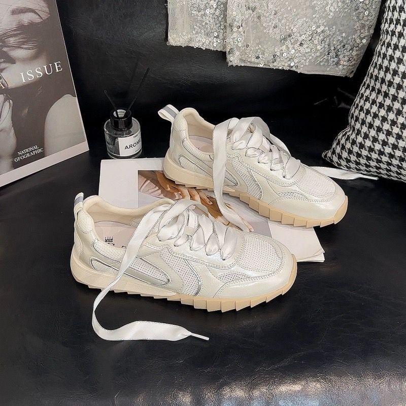 Сетчатая лента мягкая подошва немецкие тренировочные туфли женские летящие тканые туфли увеличивающие рост нескользящие белые туфли сетчатые милые дышащие повседневные кеды 35