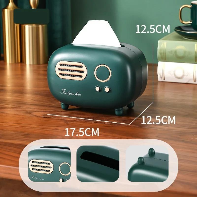 Ретро радиомодель, коробка для салфеток, настольный держатель для бумаги, домашняя гостиная, коробка для салфеток, чехол, винтажный диспенсер, чехол для салфеток зелёный