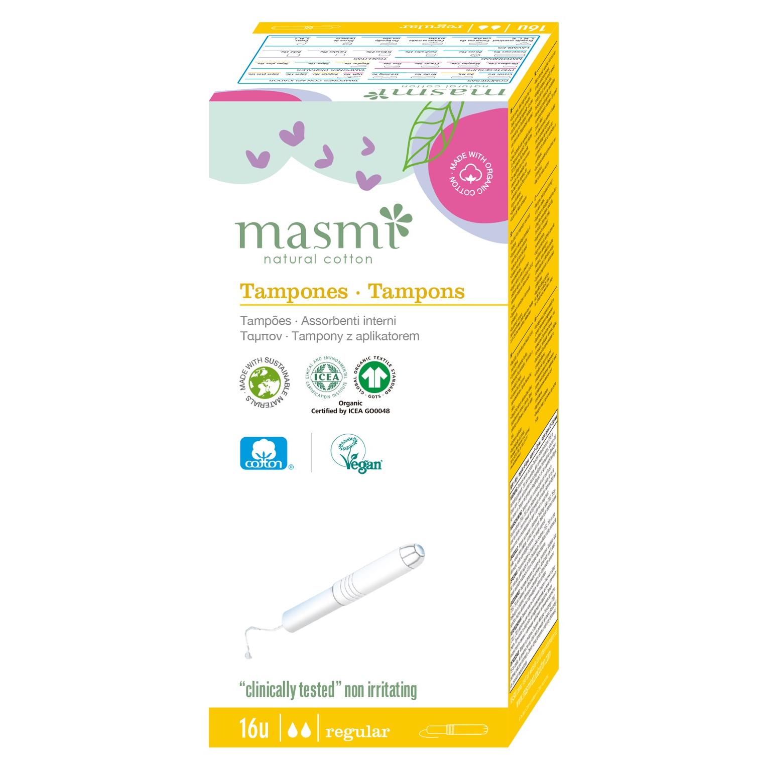 Органические тампоны Regular с аппликатором Masmi 16 шт.
Органические тампоны Regular с аппликатором Masmi 16 шт.