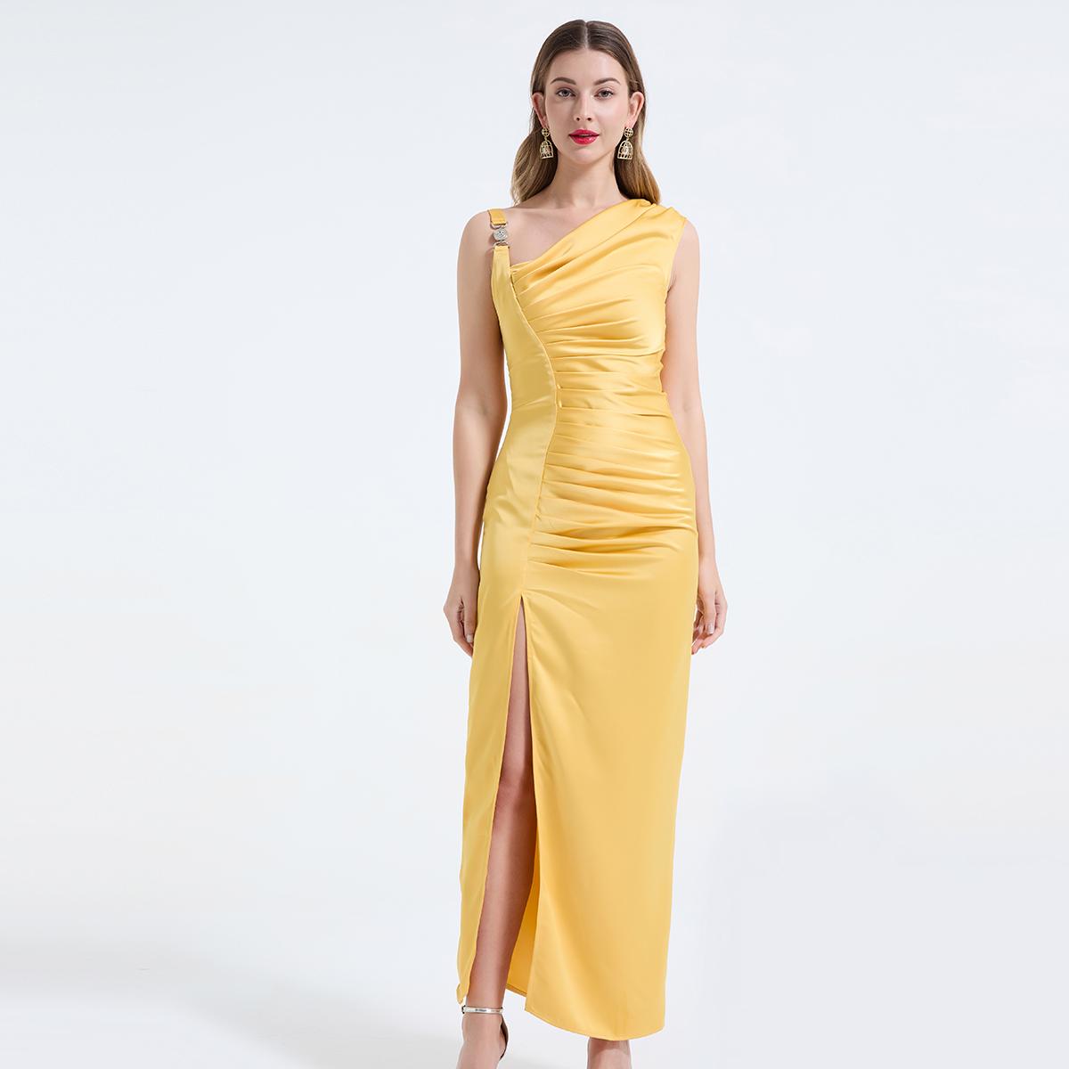 Summer New Arrival Acetate Satin Asymmetrical-Cut Bodycon Dress For Women Elegant One Shoulder Folds Splice Party Prom Dress 2XL золотий
Summer New Arrival Acetate Satin Asymmetrical-Cut Bodycon Dress For Women Elegant One Shoulder Folds Splice Party Prom Dress 2XL золотий