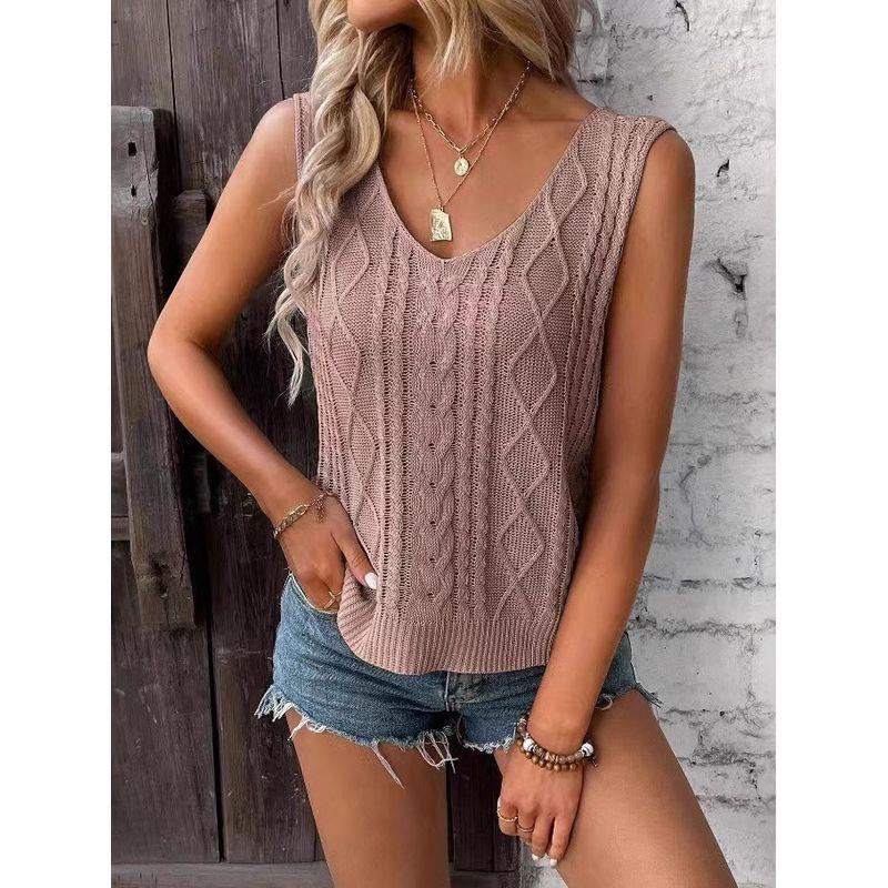 V-neck Fried Dough Twists Jacquard Top V Neck Cable Stitch Jacquard Sleeveless Tops Women Dark pink XXL
V-neck Fried Dough Twists Jacquard Top V Neck Cable Stitch Jacquard Sleeveless Tops Women Dark pink XXL
