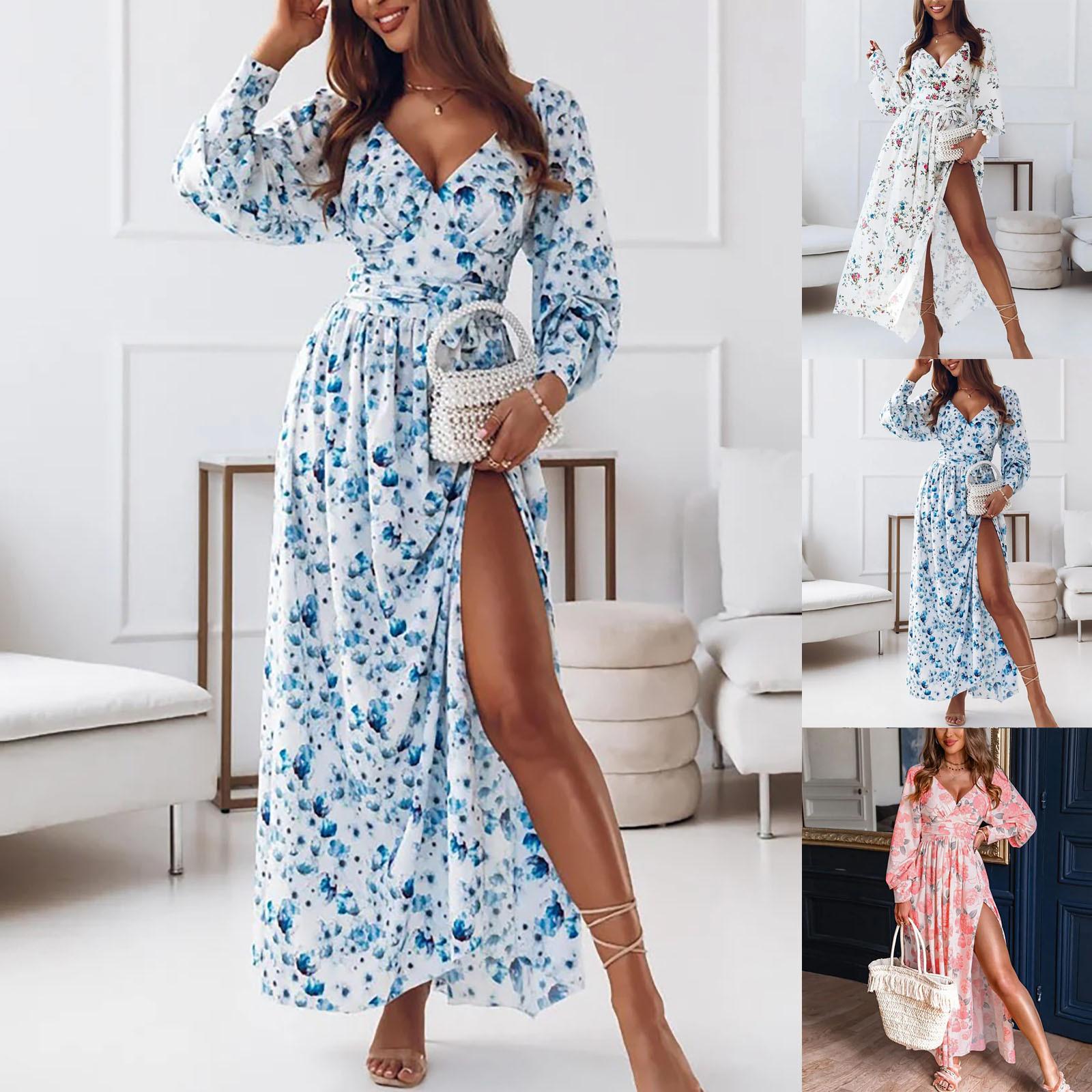Женское сексуальное повседневное платье с v-образным вырезом и цветочным принтом и длинным рукавом с высокой талией
Женское сексуальное повседневное платье с v-образным вырезом и цветочным принтом и длинным рукавом с высокой талией