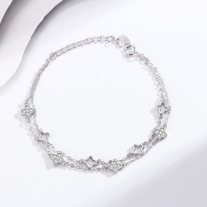 Браслет из стерлингового серебра 925 пробы, двухслойный, с четырехлистным клевером - украшение для рук в стиле мори, подарок для женщин и лучших подруг 925 Silver белого золота
Браслет из стерлингового серебра 925 пробы, двухслойный, с четырехлистным клевером - украшение для рук в стиле мори, подарок для женщин и лучших подруг 925 Silver белого золота