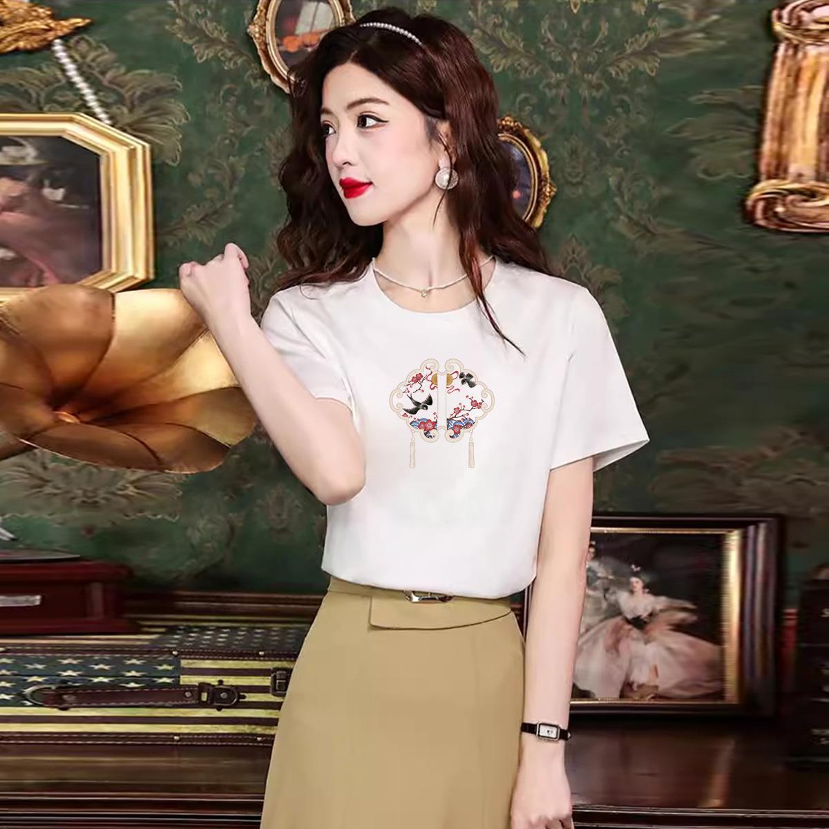 New Chinese short-sleeved T-shirt women s clothing summer 2025 spring and summer new thin temperament retro national style printed clothes S
New Chinese short-sleeved T-shirt women s clothing summer 2025 spring and summer new thin temperament retro national style printed clothes S