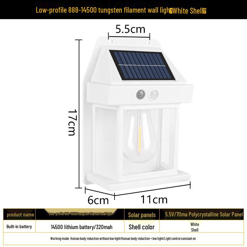 Solar Outdoor Wall Light with Human Body Sensor, Three Modes, Tungsten Filament, Waterproof for Garden or Villa Night Lighting. Solar Wall Light
Solar Outdoor Wall Light with Human Body Sensor, Three Modes, Tungsten Filament, Waterproof for Garden or Villa Night Lighting. Solar Wall Light