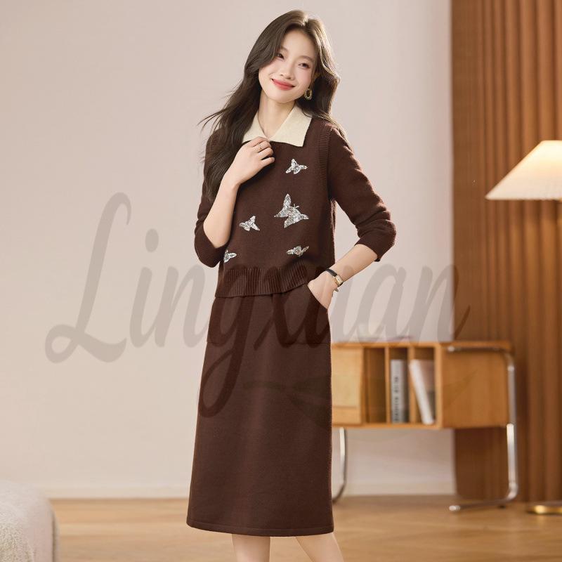 2026 Early Autumn Loose Knit Wool Two-Piece: Round Neck Vest & Long-Sleeve Sweater Dress M
2026 Early Autumn Loose Knit Wool Two-Piece: Round Neck Vest & Long-Sleeve Sweater Dress M