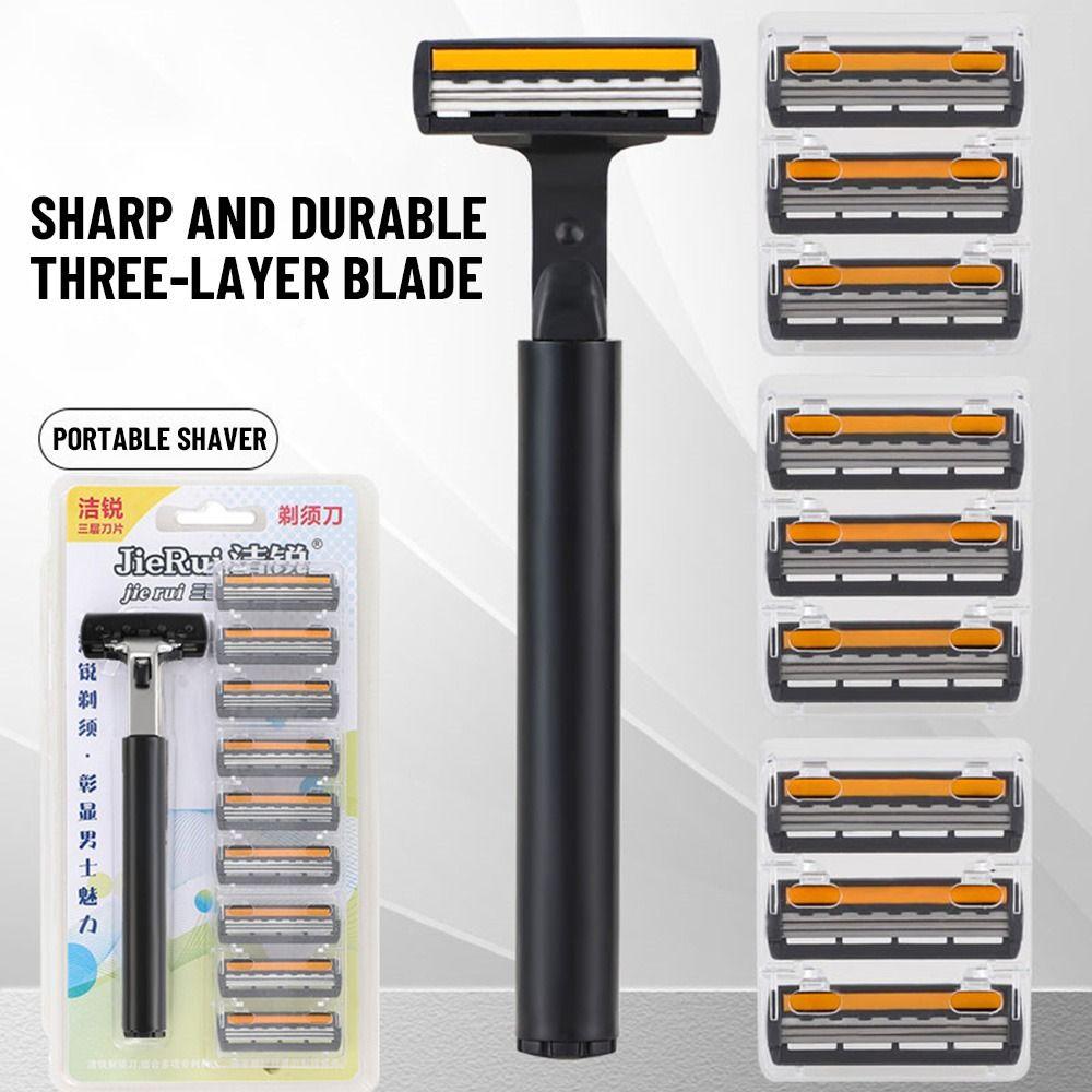 Качественный уход за лицом и бритье бороды, ручная бритва, мужская безопасная бритва с 6 картриджами, 3 слоями лезвий 
Качественный уход за лицом и бритье бороды, ручная бритва, мужская безопасная бритва с 6 картриджами, 3 слоями лезвий