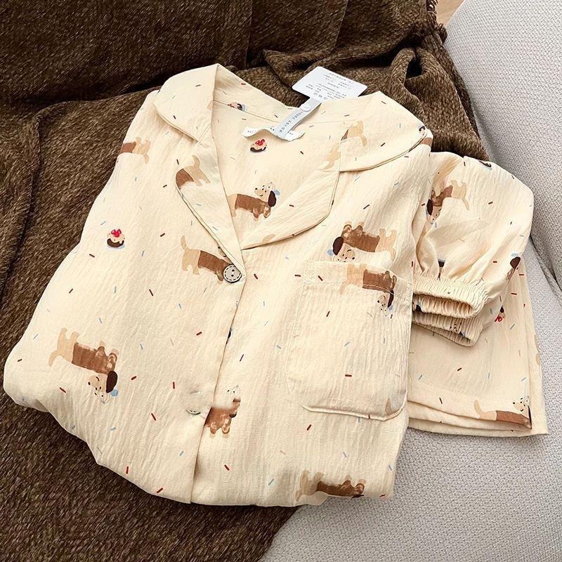 Japanese new cream sausage puppy pajamas women s summer short-sleeved shorts set can be worn outside loungewear two-piece set S
Japanese new cream sausage puppy pajamas women s summer short-sleeved shorts set can be worn outside loungewear two-piece set S