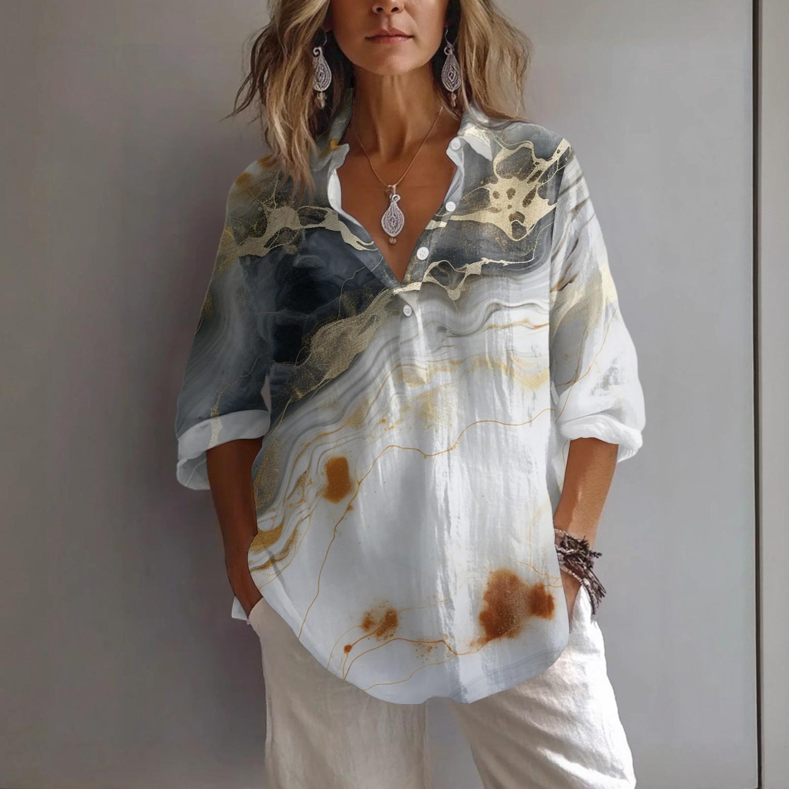 Жіноча повсякденна весняно-літня вільна сорочка-пуловер з лацканами та принтом XXL
Жіноча повсякденна весняно-літня вільна сорочка-пуловер з лацканами та принтом XXL