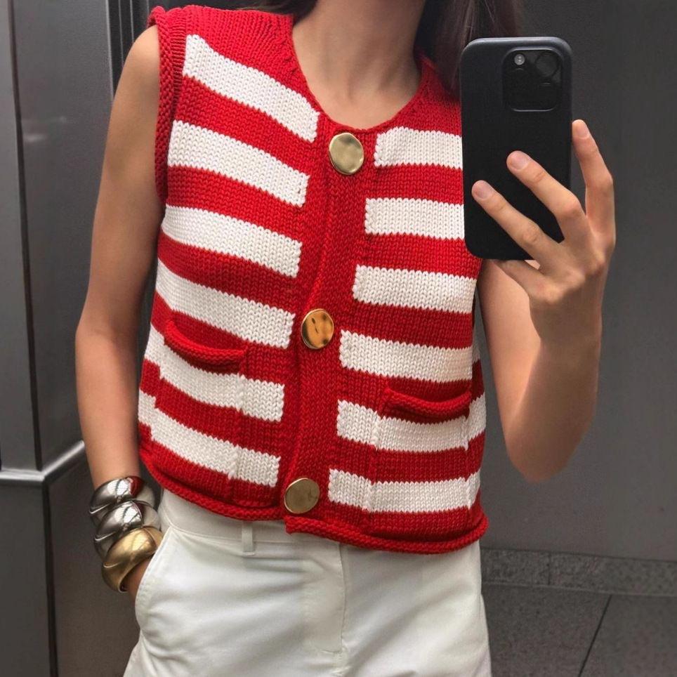 Весенне-осенний повседневный женский полосатый свитер-жилет без рукавов, вязаный жилет-топ для женщин 3XL красный
Весенне-осенний повседневный женский полосатый свитер-жилет без рукавов, вязаный жилет-топ для женщин 3XL красный