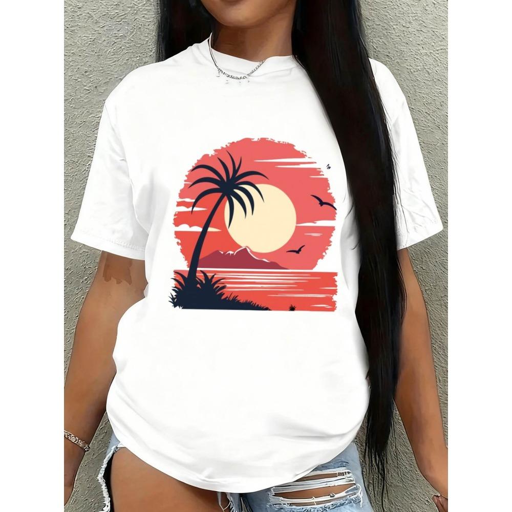 Sunset Palm Tee Women S White Fit Crew Neck Sleeve Slight Stretch Fabric Ideal for Casual Aesthetic Clothes S
Sunset Palm Tee Women S White Fit Crew Neck Sleeve Slight Stretch Fabric Ideal for Casual Aesthetic Clothes S