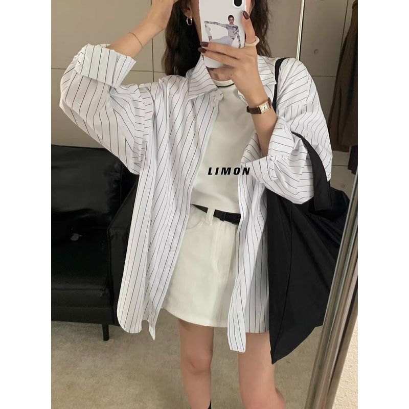 Autumn New Design Sense Niche Style Vertical Stripes Long Sleeves Shirt Fashion Ins K-style Loose Stacked Polo Collar Top White Stripes M
Autumn New Design Sense Niche Style Vertical Stripes Long Sleeves Shirt Fashion Ins K-style Loose Stacked Polo Collar Top White Stripes M