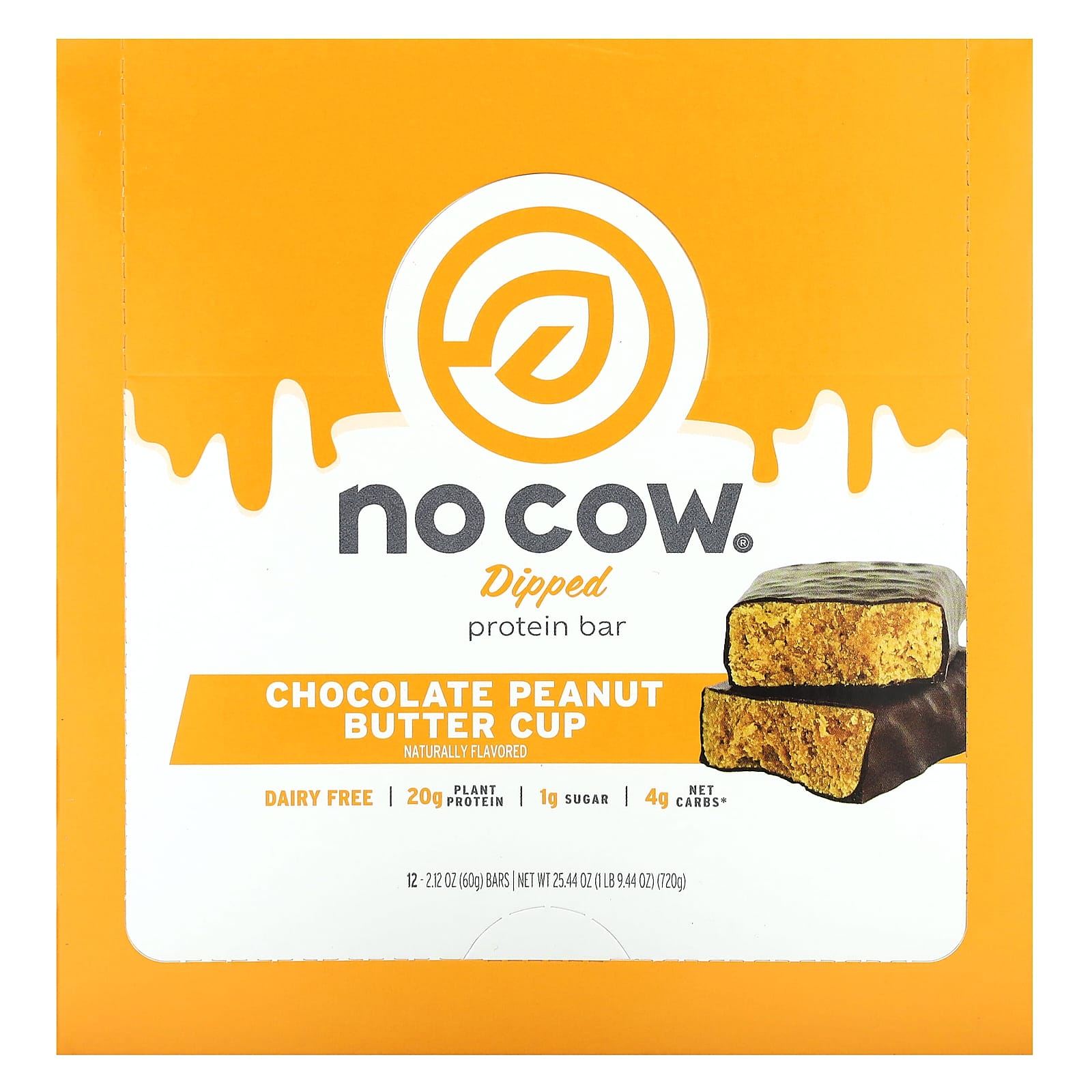 No Cow, Dipped Protein Bar, Chocolate Peanut Butter Cups, 12 Bars, 2.12 oz (60 g) Each
No Cow, Dipped Protein Bar, Chocolate Peanut Butter Cups, 12 Bars, 2.12 oz (60 g) Each