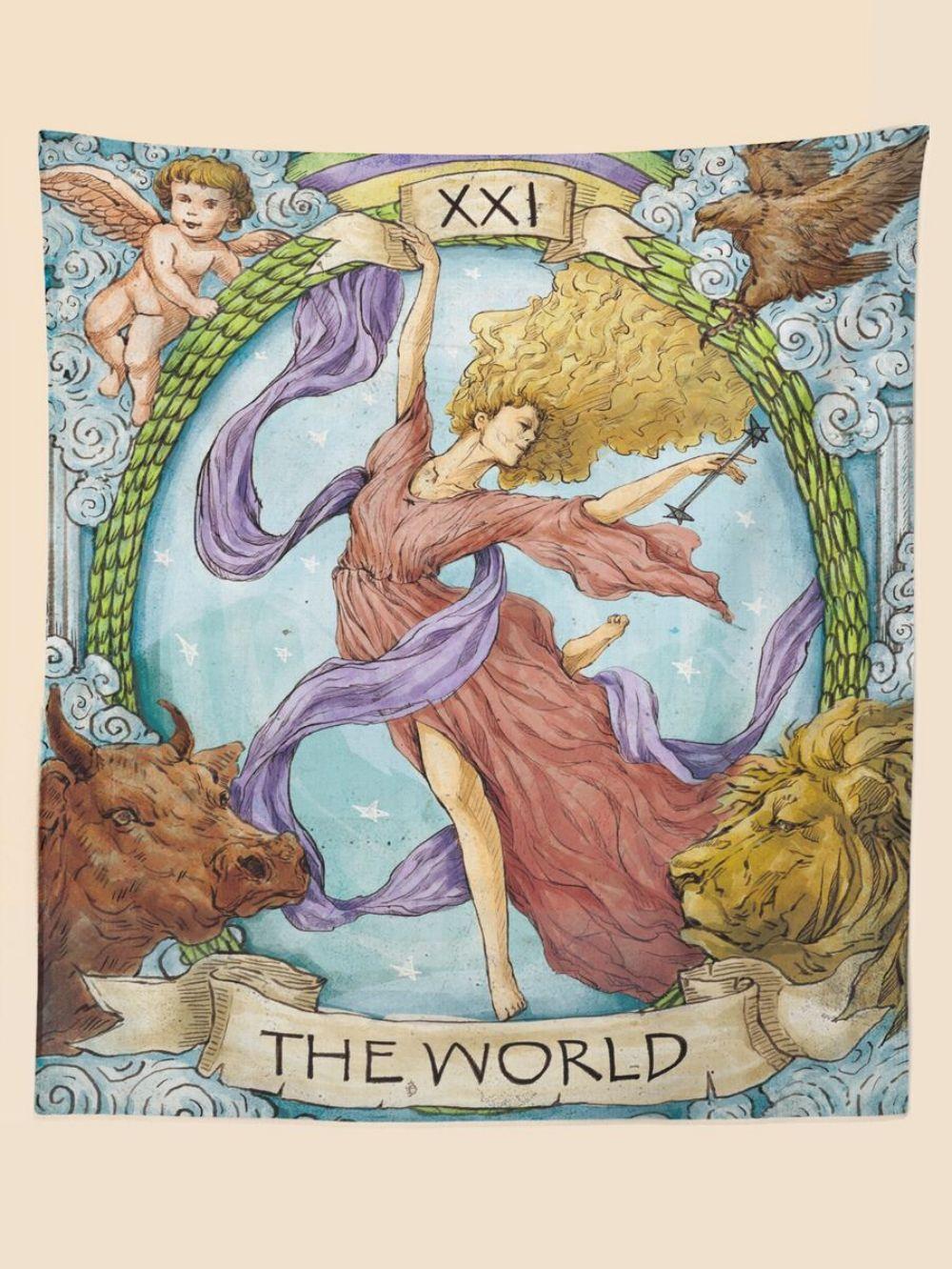 VIKAMA The World Tarot Card Tapestry Vintage Mystical Art Wall Hanging for Bedroom Study Meditation Room Decor 74x94cm(29x37in)
VIKAMA The World Tarot Card Tapestry Vintage Mystical Art Wall Hanging for Bedroom Study Meditation Room Decor 74x94cm(29x37in)