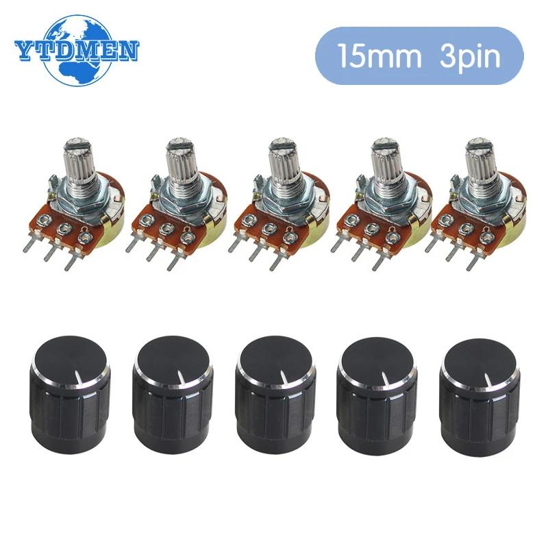 5Set WH148 15mm 3pin Linear Potentiometer 1K 2K 5K 10K 20K 50K 100K 250K 1M with Black Aluminum Alloy Knob Cap Potentiometer Kit 20K Ohm
5Set WH148 15mm 3pin Linear Potentiometer 1K 2K 5K 10K 20K 50K 100K 250K 1M with Black Aluminum Alloy Knob Cap Potentiometer Kit 20K Ohm