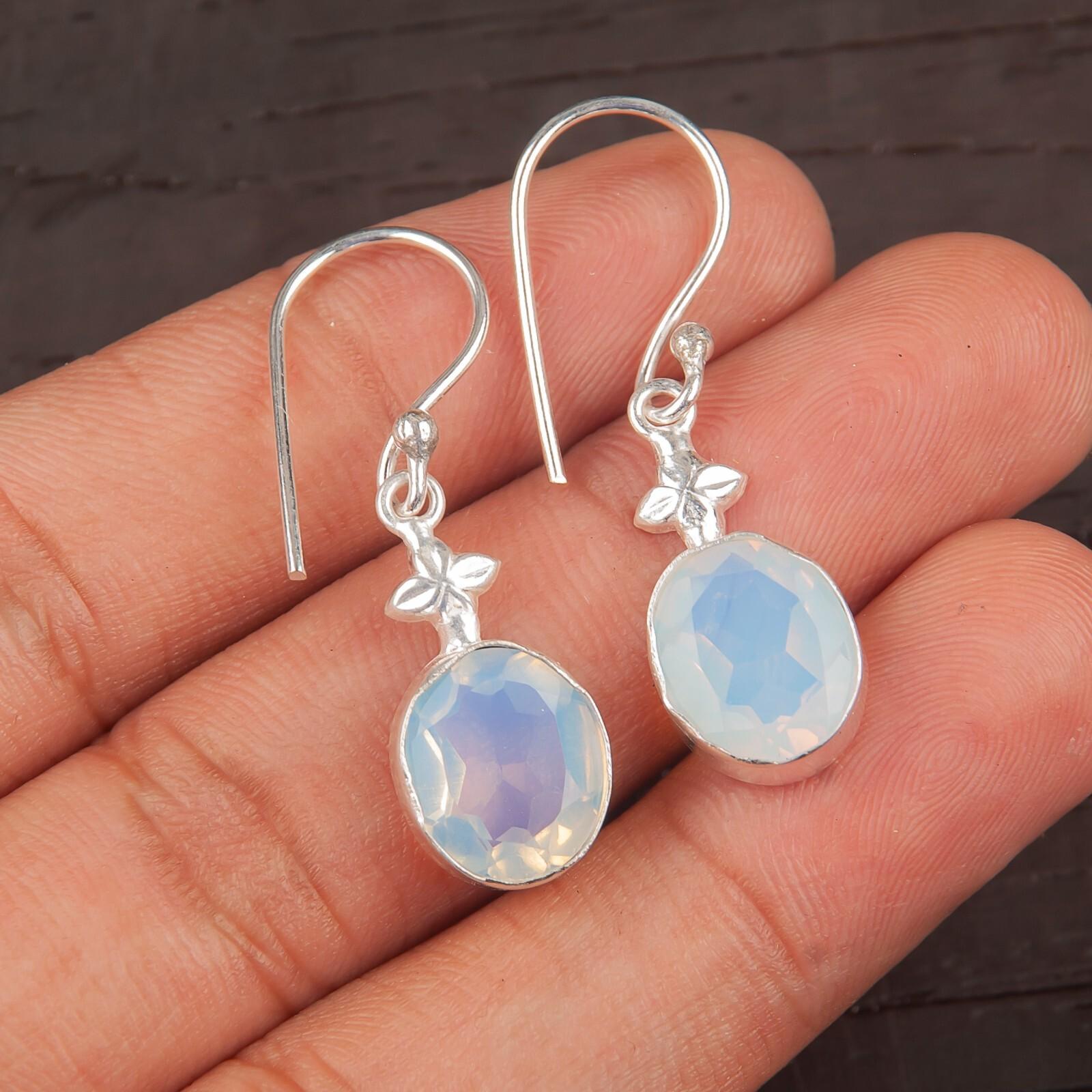 Natural Milky Opal Gemstone 925 Sterling Silver Handmade Jewelry Earrings 1.30 EE-6-14
Natural Milky Opal Gemstone 925 Sterling Silver Handmade Jewelry Earrings 1.30 EE-6-14