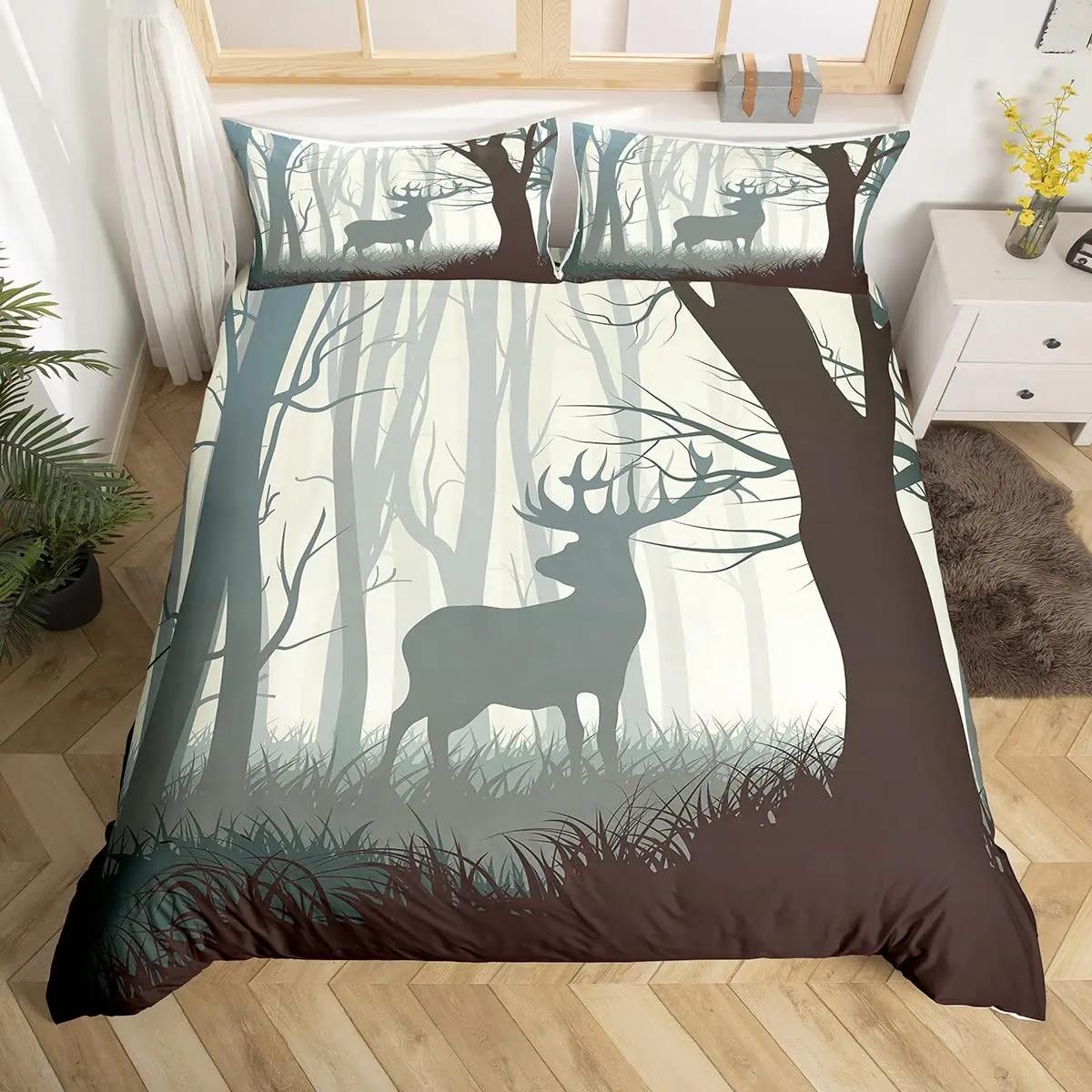 Deer Silhouette Duvet Cover Set Deer Antlers Bedding Set Rustic Wooden Plank Comforter Cover Farmhouse Trees Leaves Quilt Cover EU Single(135*200cm)3pcs
Deer Silhouette Duvet Cover Set Deer Antlers Bedding Set Rustic Wooden Plank Comforter Cover Farmhouse Trees Leaves Quilt Cover EU Single(135*200cm)3pcs