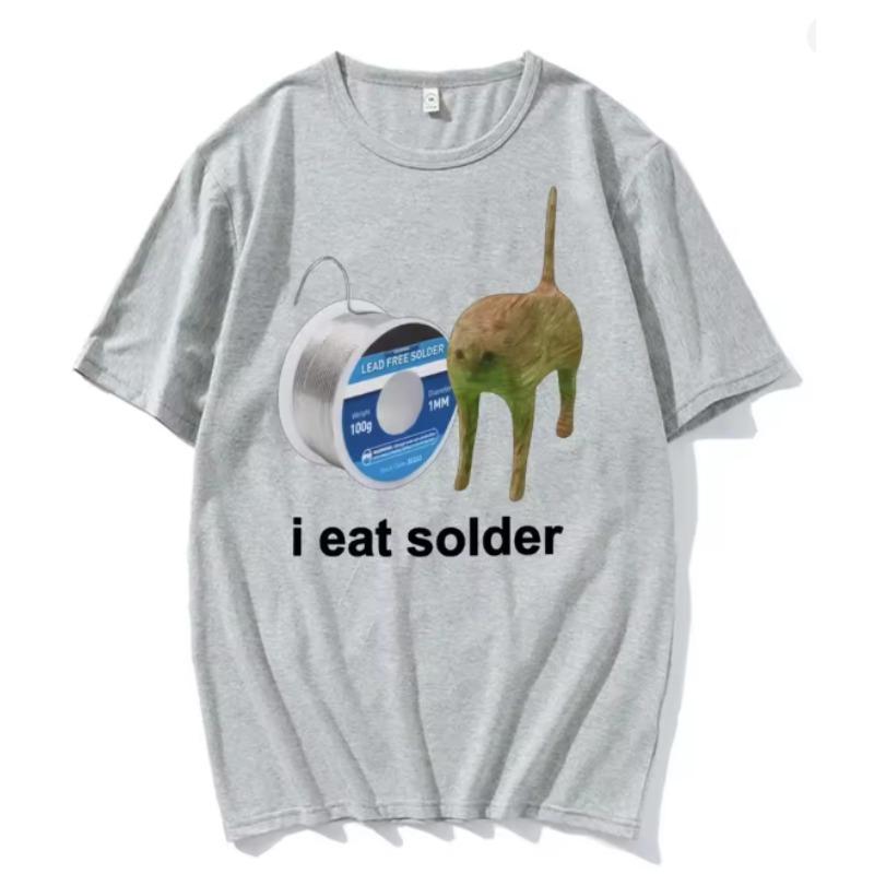 I Eat Solder Cursed Funny Cat Meme Womens Clothing Fashion Casual Summer Female Tops Short Sleeved Harajuku Streetwear Tops Tee 4XL
I Eat Solder Cursed Funny Cat Meme Womens Clothing Fashion Casual Summer Female Tops Short Sleeved Harajuku Streetwear Tops Tee 4XL