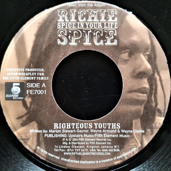 7inch Record RICHIE SPICE - Righteous Youths / Prime Time Girl FE7001 5th Element Rec 2004 Jamaica Reggae, Ska & Dub Used
7inch Record RICHIE SPICE - Righteous Youths / Prime Time Girl FE7001 5th Element Rec 2004 Jamaica Reggae, Ska & Dub Used