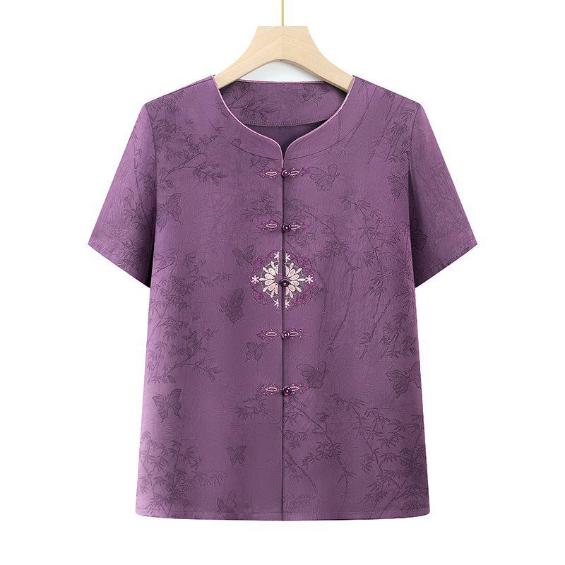 Elegant Tang Suit Summer Shirt for Grandma: High-End Chinese Style Top for Middle-Aged & Elderly Women XL (80-95 jin)
Elegant Tang Suit Summer Shirt for Grandma: High-End Chinese Style Top for Middle-Aged & Elderly Women XL (80-95 jin)