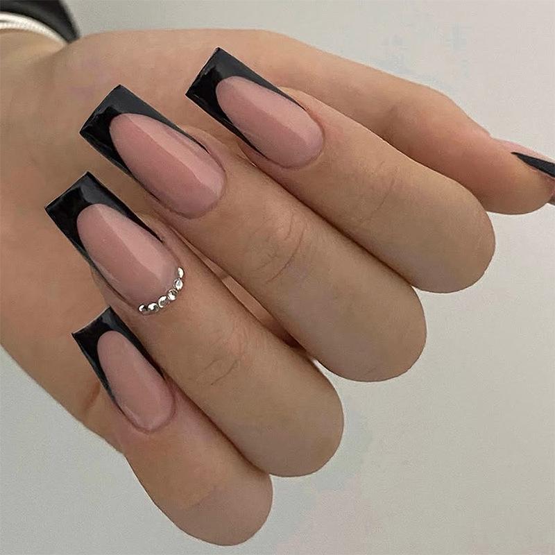 Black French Long Tube Press-On Nails with Rhinestones - Minimalist Style, Removable Nail Art Tips (Set of 24)
Black French Long Tube Press-On Nails with Rhinestones - Minimalist Style, Removable Nail Art Tips (Set of 24)