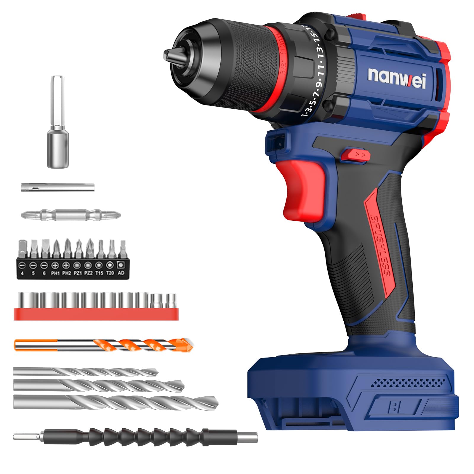 NANWEI Electric Max Cordless Drill Compatible with Makita Brushless Torque Continuously Variable Compact and LED Screw Screw and Body Only Sold
NANWEI Electric Max Cordless Drill Compatible with Makita Brushless Torque Continuously Variable Compact and LED Screw Screw and Body Only Sold