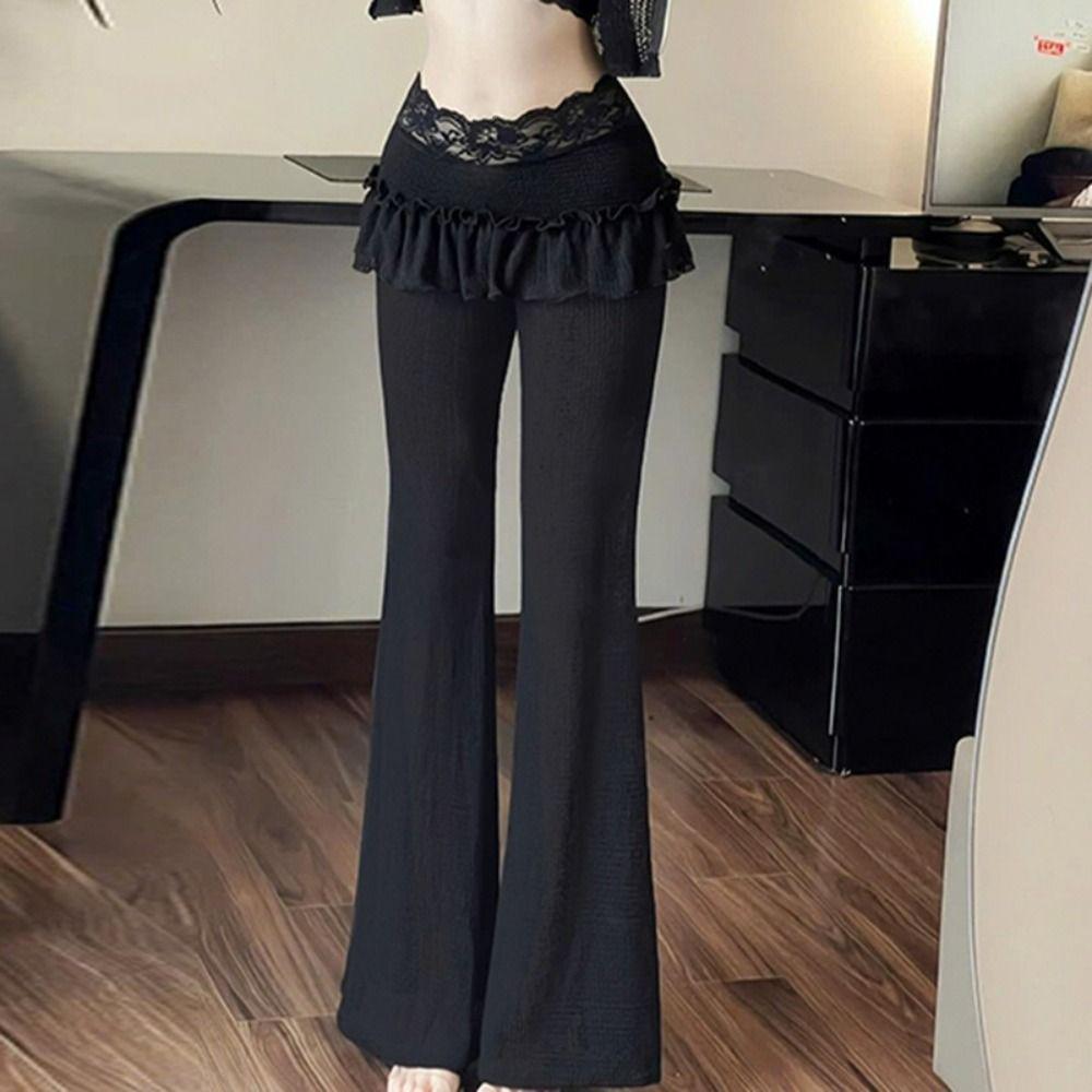 Sweet Casual Pants for Women Chic Bell-bottom Trousers Fashion Lace Wide Leg Pants Party S чорний
Sweet Casual Pants for Women Chic Bell-bottom Trousers Fashion Lace Wide Leg Pants Party S чорний