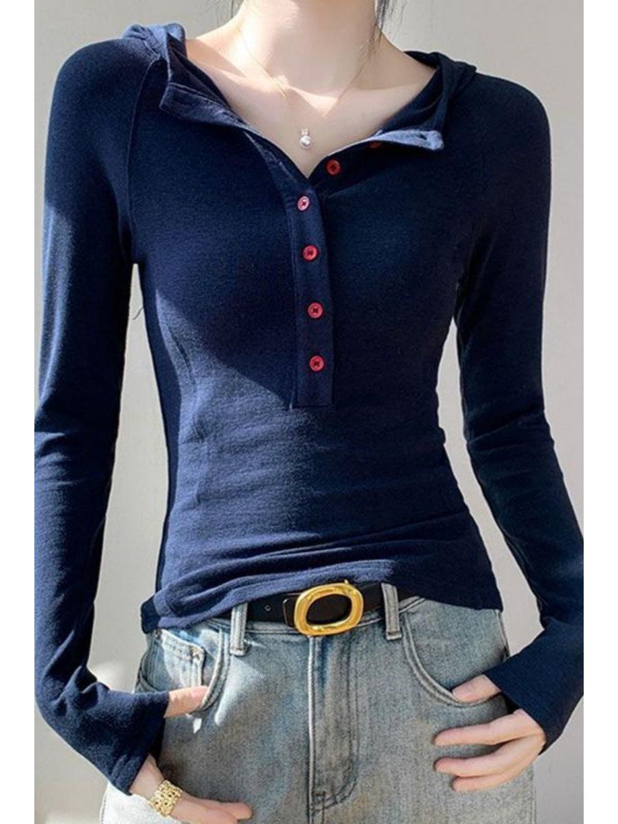De Rong Spicy Girl Cropped Long-Sleeve Slim-Fit Versatile Top 2XL (suitable for 141-160 jin) темно-синього кольору
De Rong Spicy Girl Cropped Long-Sleeve Slim-Fit Versatile Top 2XL (suitable for 141-160 jin) темно-синього кольору
