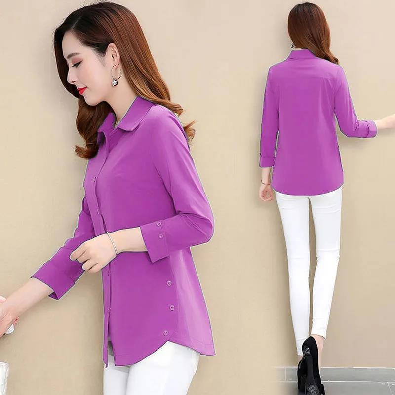 WTEMPO женские однотонные рубашки на пуговицах, повседневные тонкие футболки, весенние рубашки с длинным рукавом большого размера, бутиковые нижние рубашки M фиолетовый
WTEMPO женские однотонные рубашки на пуговицах, повседневные тонкие футболки, весенние рубашки с длинным рукавом большого размера, бутиковые нижние рубашки M фиолетовый