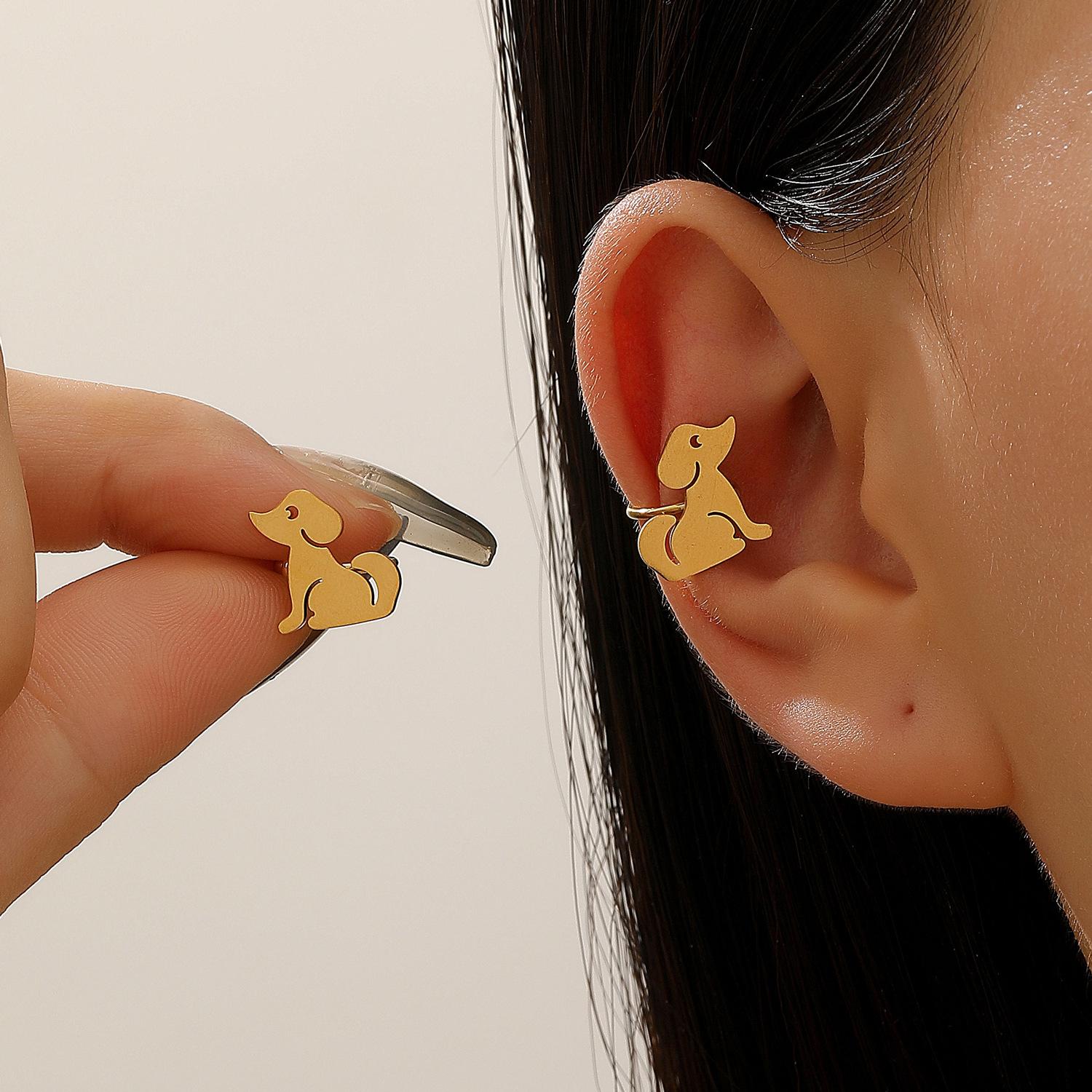 LATS Cute Cat Dog Paw Clip Earrings for Women Gold Color Plated Stainless Steel Non-Piercing Ear Clips Trend Zircon Gift
LATS Cute Cat Dog Paw Clip Earrings for Women Gold Color Plated Stainless Steel Non-Piercing Ear Clips Trend Zircon Gift