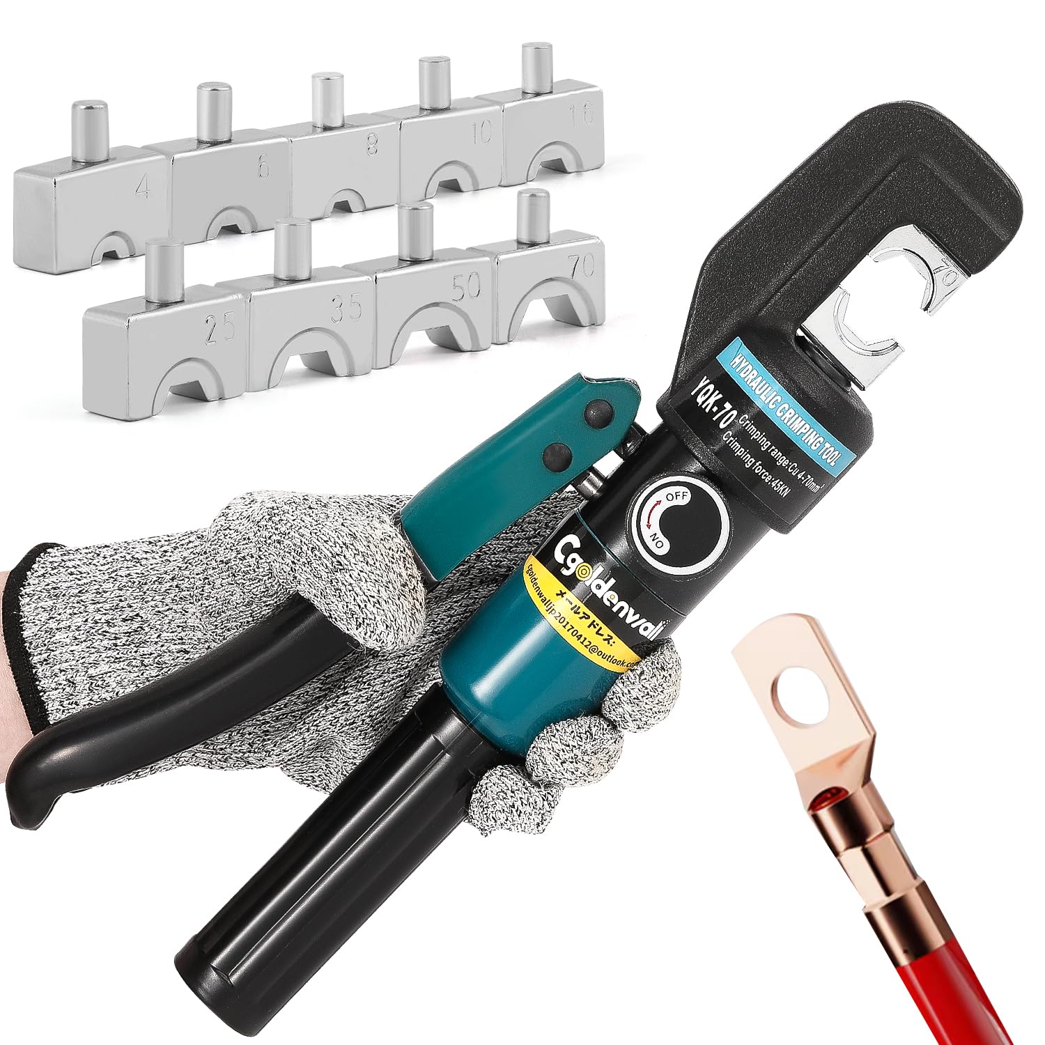 CGOLDENWALL Гідравлічний обтискний інструмент для обтиску Включає 9 обтисків Голий 80 кН Максимум Підтримує Круглий тросовий кільце Сумісний з гідравлічним
CGOLDENWALL Гідравлічний обтискний інструмент для обтиску Включає 9 обтисків Голий 80 кН Максимум Підтримує Круглий тросовий кільце Сумісний з гідравлічним