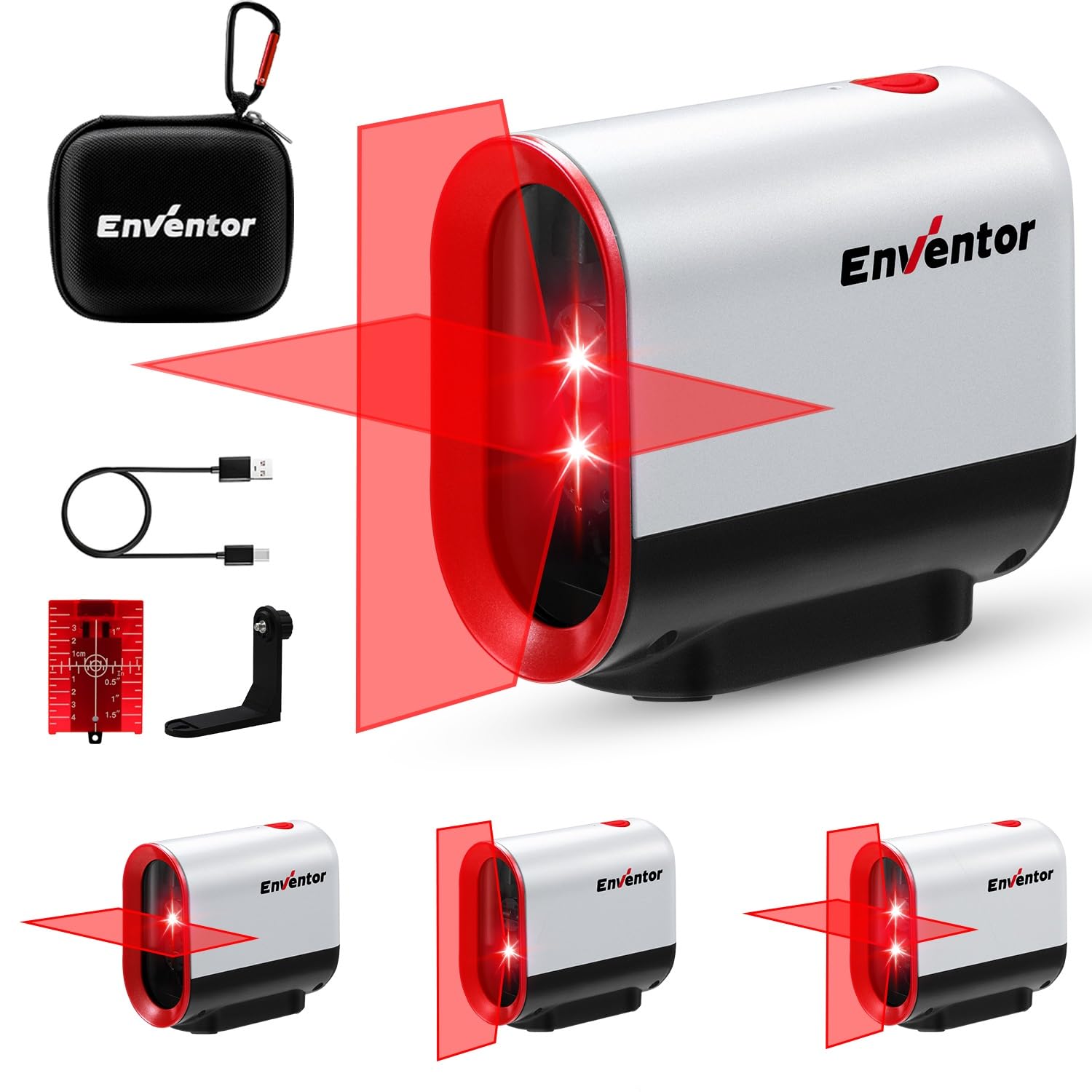 ENVENTOR Laser Laser Class Rotatable Horizontal and Vertical Two Laser Magnetic Pulse USB Rechargeable Gift Level, II, 360° Points, Emitters, Support,