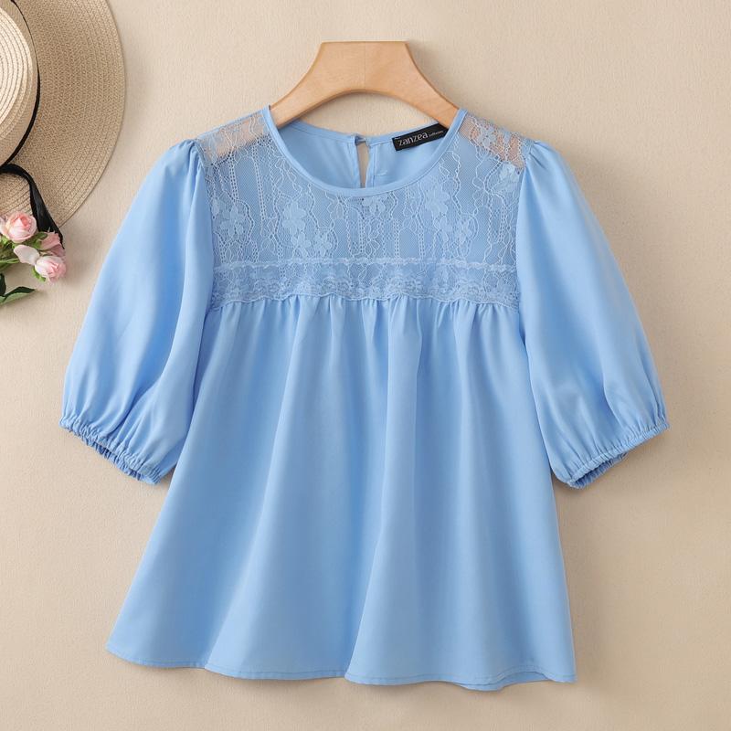 ZANZEA Women Sheer Lace Patchwork Casual Round Neck Short Sleeve Blouse XL синій
ZANZEA Women Sheer Lace Patchwork Casual Round Neck Short Sleeve Blouse XL синій
