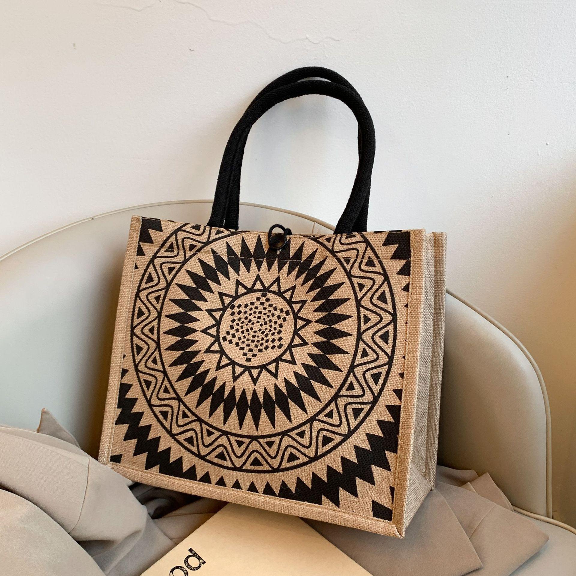 Льняная сумка женская сумка с принтом новая большая вместительная сумка-тоут для поездок на работу холщовая сумка-тоут льняная сумка