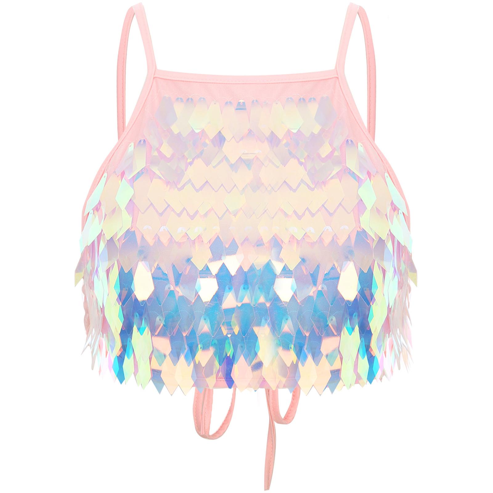 Women Sequin Tassel Bra Top Spaghetti Straps Lace Up Back Crop Camisole Belly Dance Clubwear One Size рожевий
Women Sequin Tassel Bra Top Spaghetti Straps Lace Up Back Crop Camisole Belly Dance Clubwear One Size рожевий
