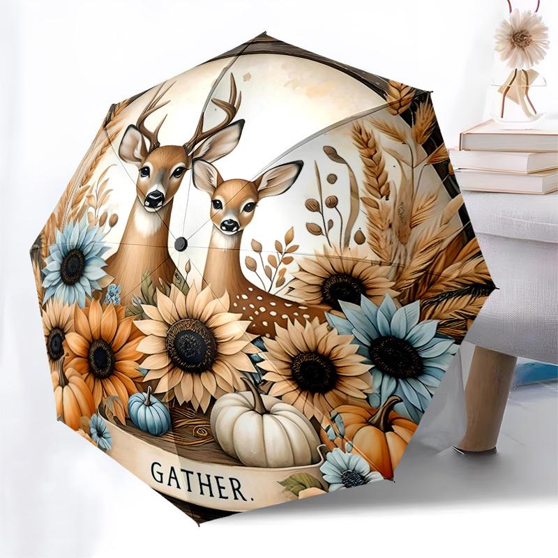 1pc Autumn Harvest Festival Gift, Deer & Sunflowers Auto-Open Close Umbrella with Foldable Design, Iron Frame for Outdoor Use.N084
1pc Autumn Harvest Festival Gift, Deer & Sunflowers Auto-Open Close Umbrella with Foldable Design, Iron Frame for Outdoor Use.N084