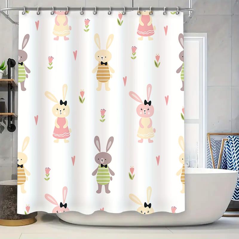 Adorable Bunny Rabbit Print Shower Curtain Set For Bathroom Decor Pink Yellow Green Stripes Floral Pattern With Rod Pocket Desig W60H190(CM)-1 Pcs
Adorable Bunny Rabbit Print Shower Curtain Set For Bathroom Decor Pink Yellow Green Stripes Floral Pattern With Rod Pocket Desig W60H190(CM)-1 Pcs