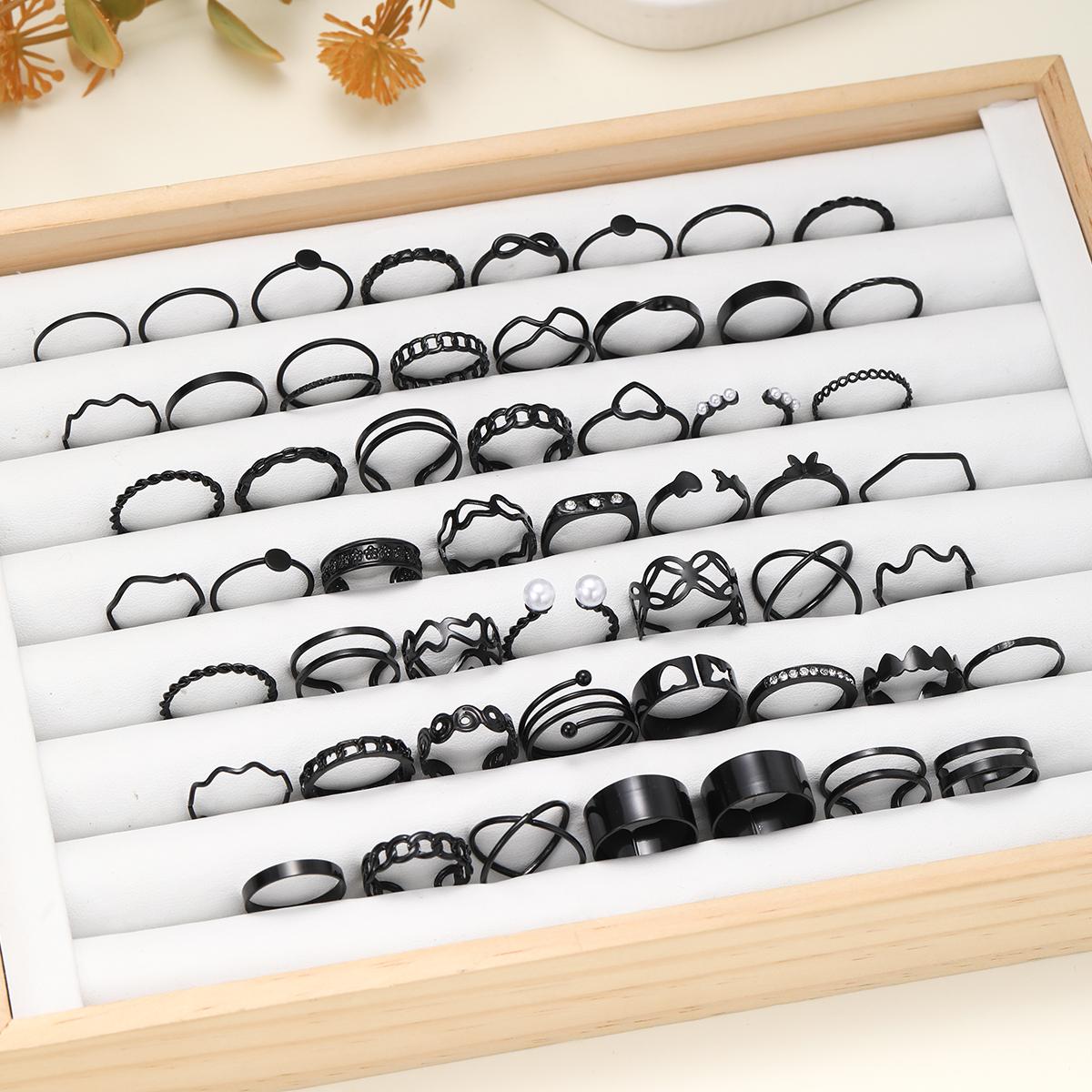 53Pcs/Set Vintage Hollow Punk Black Rings For Women Simple Geometric Pearl Butterfly Heart Crystal Ring Set Trendy Party Jewelry
53Pcs/Set Vintage Hollow Punk Black Rings For Women Simple Geometric Pearl Butterfly Heart Crystal Ring Set Trendy Party Jewelry
