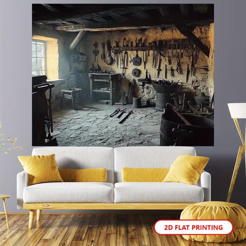 2D Rustic Blacksmith Workshop Backdrop, Old Industrial Tool Wall Tapestry for Aesthetic Room 47.2x31.5inch/120*80cm
2D Rustic Blacksmith Workshop Backdrop, Old Industrial Tool Wall Tapestry for Aesthetic Room 47.2x31.5inch/120*80cm