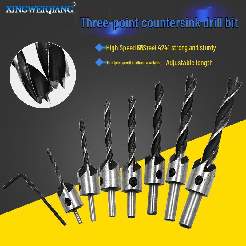 High-Speed Steel Woodworking Chamfer Countersink Drill Bit, 3-10mm 3-6mm 4-piece set + wrench (plastic packaging)
High-Speed Steel Woodworking Chamfer Countersink Drill Bit, 3-10mm 3-6mm 4-piece set + wrench (plastic packaging)