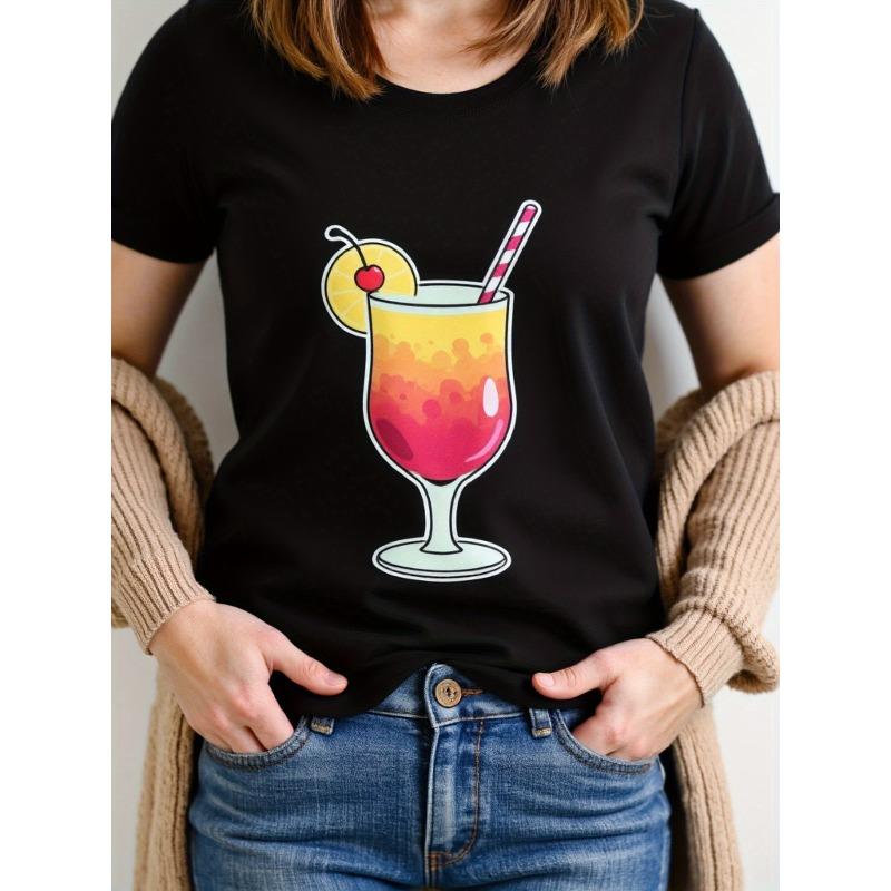 And Wo Black Casual T-Shirt with Colorful Cocktail Print - Short Sleeve Round Neck Relaxed Fit, Vibrant Martini and Daiquiri Design S чёрный
And Wo Black Casual T-Shirt with Colorful Cocktail Print - Short Sleeve Round Neck Relaxed Fit, Vibrant Martini and Daiquiri Design S чёрный